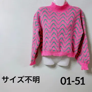 01-51 지그재그 패턴 하이넥 스웨터 핑크 그린