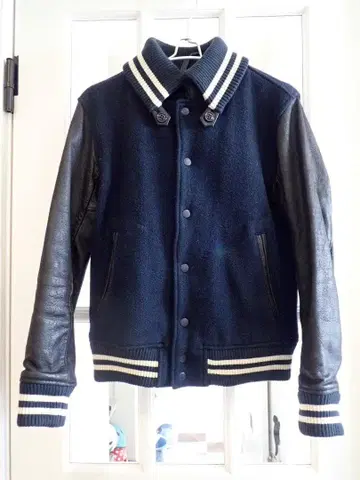 BEAMS 빔즈 소매 가죽 바시티 자켓 S 사이즈 남성용