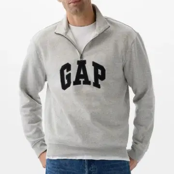 릴랙스 GAP 로고 하프 지퍼 맨투맨 트레이닝복 그레이