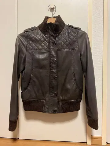 uptight 램 가죽 라이더스 바이커 자켓 브라운