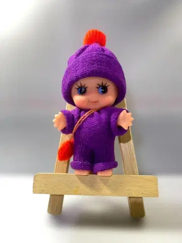 큐피 인형 보라색 미니백 포함 약 15cm