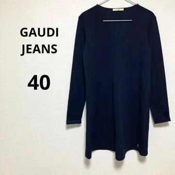 가우디 청바지 여성용 긴팔 무릎 기장 원피스 네이비 네이비 깔끔한