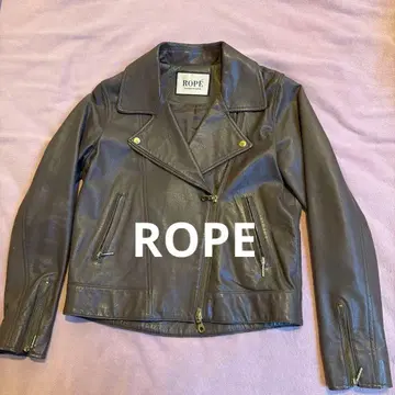 ROPE 브라운 가죽 라이더 자켓