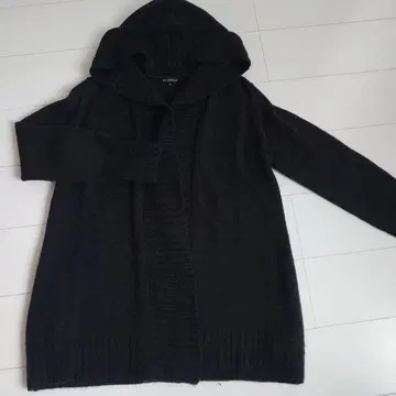 23구 후드 부착 다크 그레이 니트 가디건