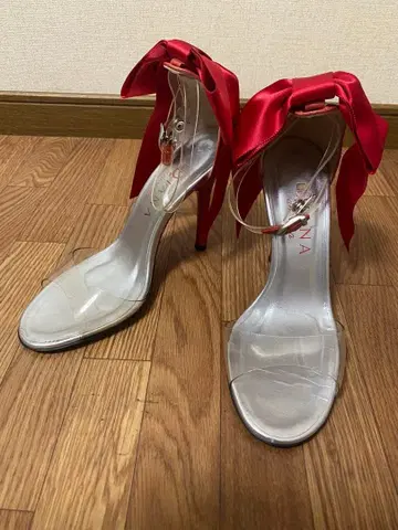 DIANA 큰 리본 빨간색 핑힐 클리어 BIG 리본