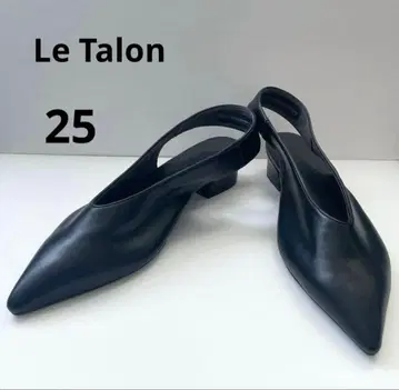 르 탈롱 가죽 스틸레토 펌프스 백 스트랩 블랙 25cm