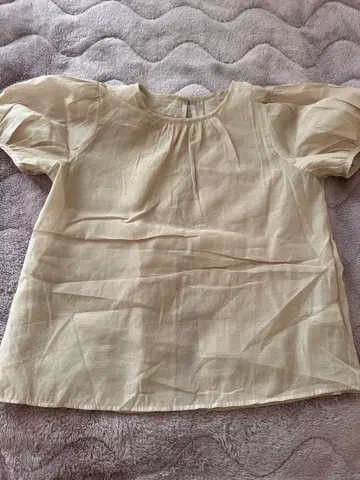 GU 반팔 셔츠 S 베이지 뒷리본