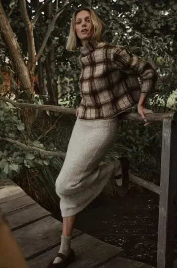 브러쉬드 체크 니트 ZARA