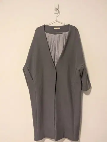 Meri 미일리 롱 코트 블루 그레이 노카라 코쿤 코트