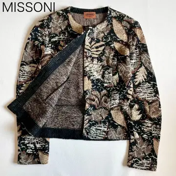 [ 미쏘니 ] 노카라 자켓 가디건 올 패턴 블랙 베이지 이탈리아제