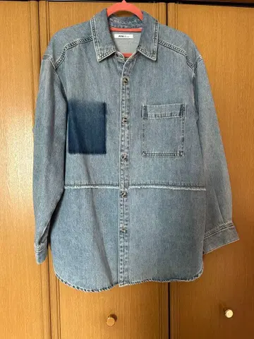 AZUL by moussy 데님 블루 패치워크 셔츠