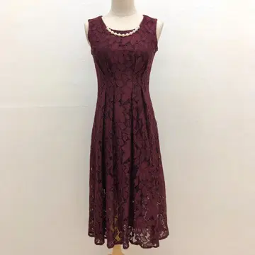 파티 드레스 레이스 슬리브리스 롱 원피스 펄 장식