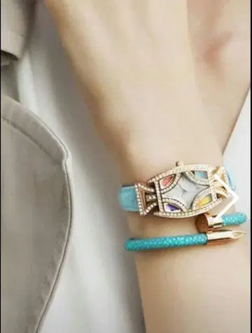 ICE-TEK 터콰이즈 비즈 팔찌 안지름 약 14cm