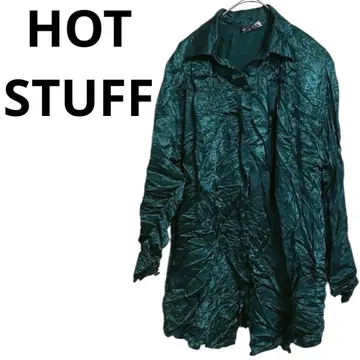 HOT STUFF 에메랄드 그린 셔츠 블라우스 긴팔
