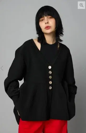 HeRIN.CYE Jersey frill cardigan BLK