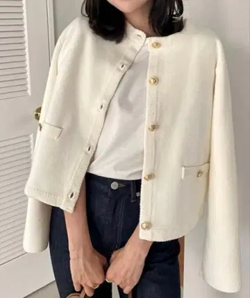 [ 클리닝 완료 ] anuans: 오리지널 버튼 노카라 니트 자켓