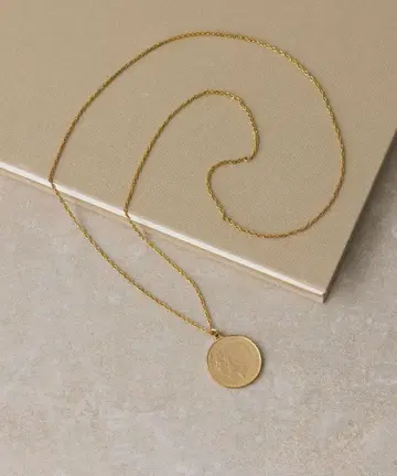 새상품 골드 [ ear PAPILLONNER ] 앤티크풍 코인 목걸이