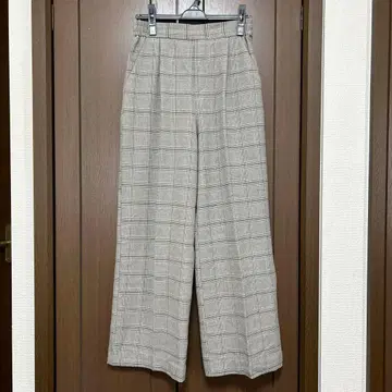 a.v.v 속기모 미라쿠루 체크 와이드 팬츠 M