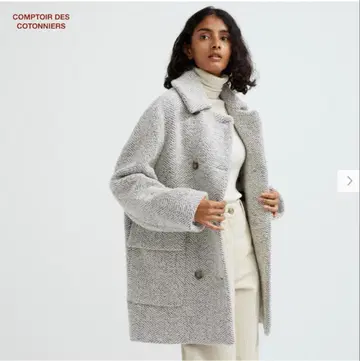 콩트와르 데코토니에 UNIQLO 울 트위드 미들 코트 S-M 마테코