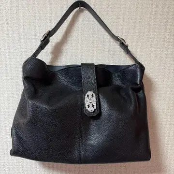 ADMJ 원숄더 핸드백 스와로브스키 블랙 주름 가죽