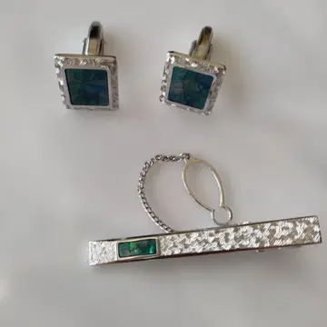 SUNGLIDE 실버 커프스 및 넥타이핀 세트