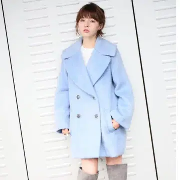 Heather 샤기 체스터 코트 라이트 블루