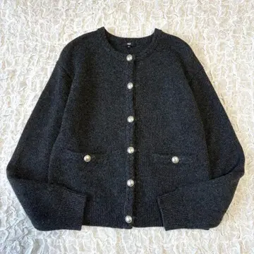 플라스테 엑스트라 파인 메리노울 미들 게이지 가디건 M 그레이