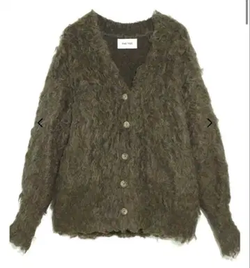 THETOE 샤기 니트 가디건 카키