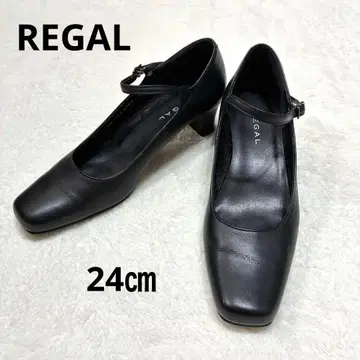 새상품급 REGAL 스트랩 펌프스 천연 가죽 블랙 24cm
