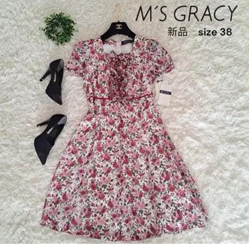 우아한 엠즈 그레이시 원피스 플레어 리본 현행 택 38 꽃무늬 꽃