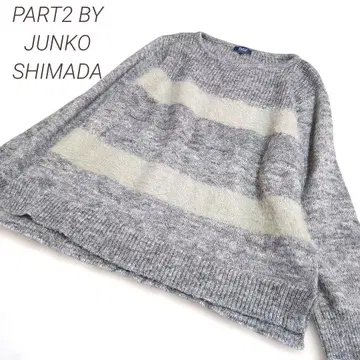 PART2 BY JUNKO SHIMADA LL 절개 보더 니트 루즈핏