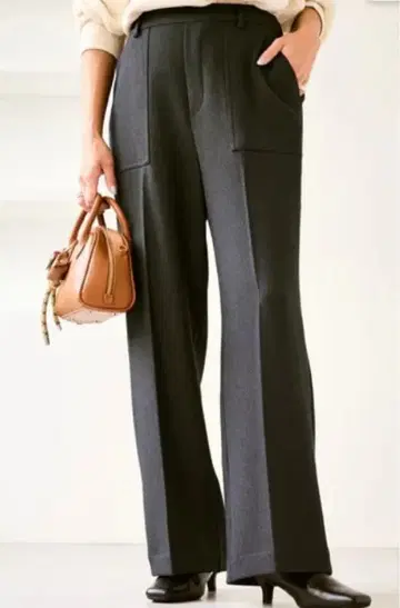 베이커 와이드 팬츠 S 차콜 오피스 깔끔한 캐주얼