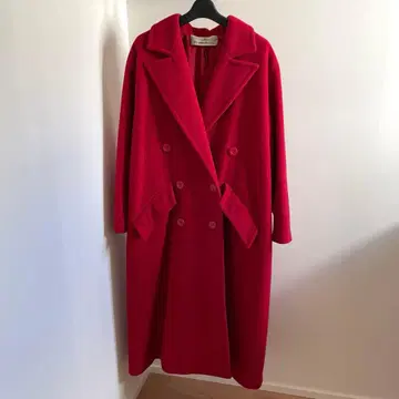 울 코트 빨간색 구제 의류 빈티지 레드 롱