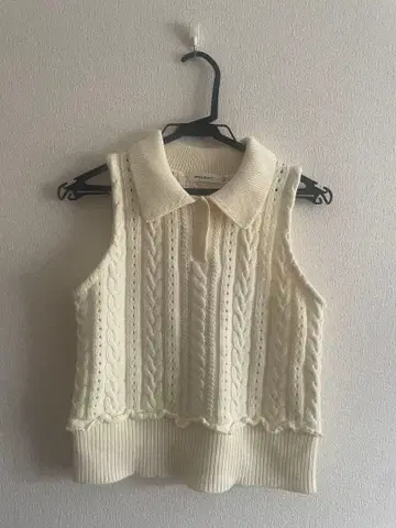 MOUSSY 아이보리 케이블 니트 베스트 POLO 탱크탑 한정판