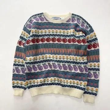 northern isles 베지터블 패턴 뜨개질 보더 니트 M 사이즈