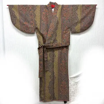 투피스 기모노 코몬 기모노 순수 실크 일본 의류 풀꽃 무늬