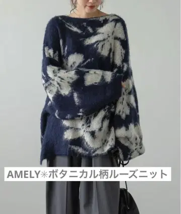 AMELY 보태니컬 무늬 루즈 니트