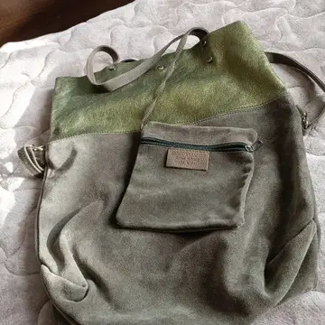 천연 가죽 올리브 그린 숄더백