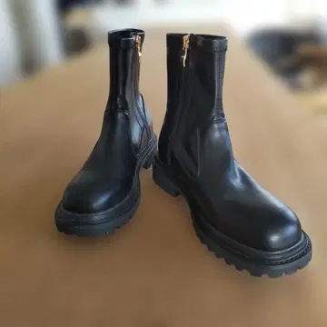 사이드 지퍼 탱크 밑창 스트레치 부츠 M 사이즈 블랙