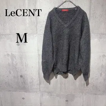 LeCENT V넥 니트 스웨터 긴팔 그레이 캐시미어 100% M
