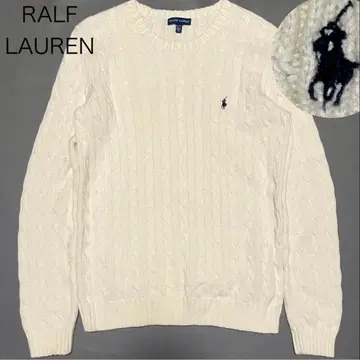 [ 랄프 로렌 ] 케이블 니트 스웨터 포니 자수 화이트 XL 코튼