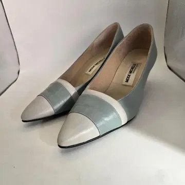 쇼와 레트로 라이트 그레이 화이트 스틸레토 펌프스