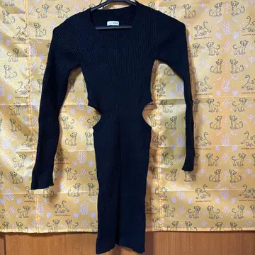 GYDA 블랙 리브 미니 원피스 F