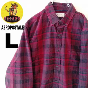 USA 구제 의류 AEROPOSTALE 플란넬 셔츠 L 레드 블랙 체크
