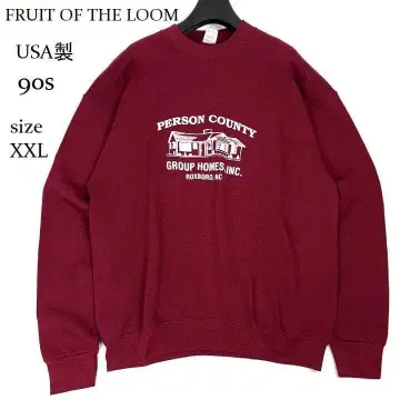 90s USA제 프룻 오브 더 룸 맨투맨 XXL 보르도 기업 로고