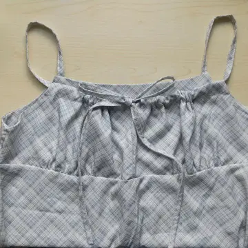 보헤미안 리본 체크 미니 원피스 스카이블루