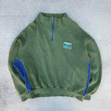 WIMBLEDON 하프 지퍼 맨투맨 그린 절개 스포츠 믹스