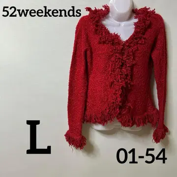 52weekends 프릴 달린 빨간색 가디건 L