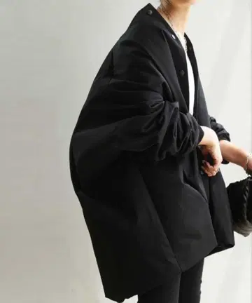 안티카 오버 사이즈 노카라 자켓 블랙 미사용품