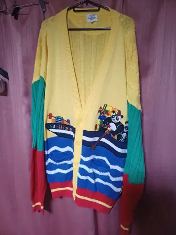 빈티지 까스텔바작 코튼 케이블 짜임 가디건 빅 사이즈